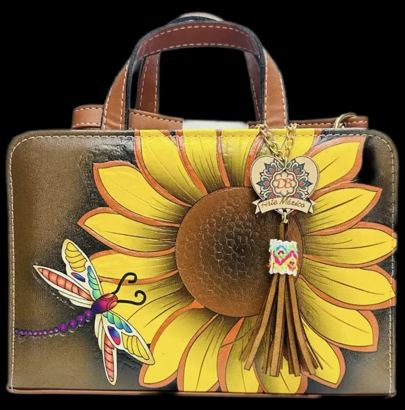 Mexia — Bolsa con diseño girasol — Hecho a mano en México — ideal para uso diario
